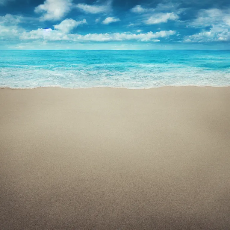 Prompt: surreal hyperrealistic photograph of a beach, shot toward the ocean