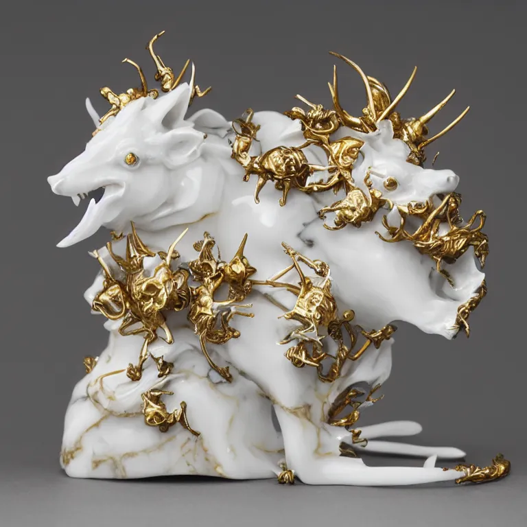 Image similar to rat king white marble with gold accents by ellen jewett