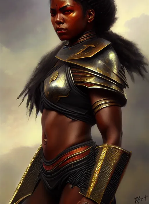 Image similar to a _ fantasy _ style _ portrait _ painting _ of black female warrior oil _ painting _ unreal _ 5 _ daz. _ rpg _ portrait _ extremely _ detailed _ artgerm _ greg _ rutkowski _ greg