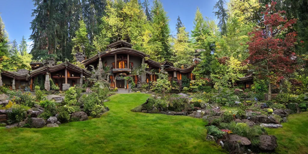 Image similar to residence in the style of rivendell, washington state