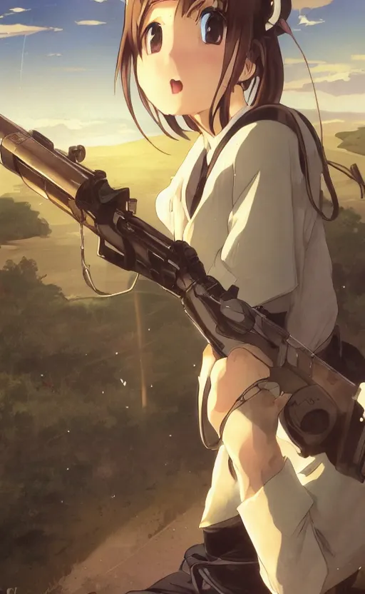 Prompt: anime style, panoramic view of girl, searchlights in background, soldier clothing, short hair, hair down, symmetrical facial features, from arknights, hyper realistic, 4 k, rule of thirds, extreme detail, detailed drawing, trending artstation, hd, d & d, realistic lighting, by alphonse mucha, greg rutkowski, sharp focus, backlit