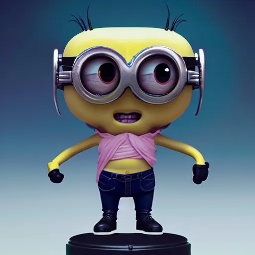 Image similar to minion funko pop, by tom bagshaw and ilya kuvshinov, rtx rendering, octane render 1 2 8 k, maya, extreme high intricate details by wlop, digital anime art by ross tran, medium shot, composition by sana takeda, dramatic lighting by greg rutkowski