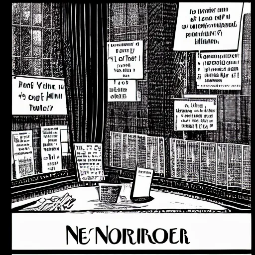 Prompt: information aversion. style of new yorker cartoon