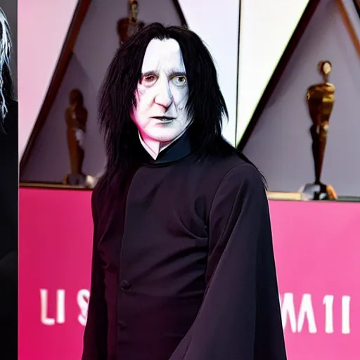 Prompt: Severus Snape dressed as Billie Eilish