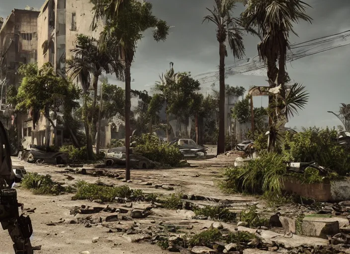 Image similar to algiers post apocalyptic, vegetation, ultra realistic, insane details, cinematic, epic composition, unreal engine, octane render
