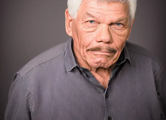 Prompt: studio portrait photo still of tom atkins!!!!!!!! at age 3 0 years old 3 0 years of age!!!!!!! analog telephone, 8 k, 8 5 mm f 1. 8, studio lighting, rim light, right side key light