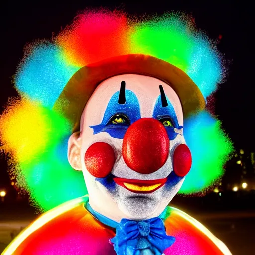 Image similar to clown glowing in the night