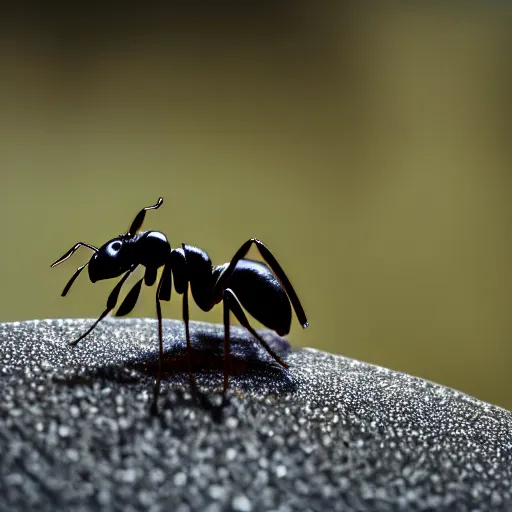Prompt: a close - up shot of an ant overlooking a poodle of water, photography, hyperdetailed, 4 k