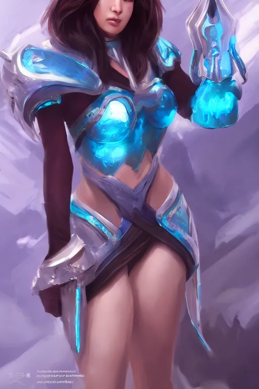 Prompt: New support female champion, ice enchanter art by Chengwei Pan, trending on artstation, digital paint, artstationHD, artstationHQ, 4k, 8k