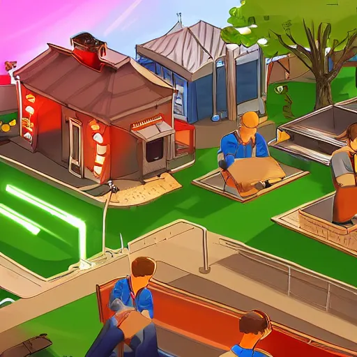 Image similar to game about electrician who have to fix lights in the park