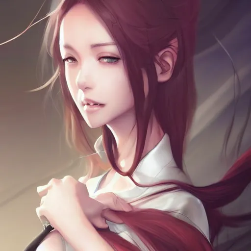 Prompt: kurisu makise, concept art, elegant, ultra highly detailed, digital painting, smooth, sharp focus, artstation, pixiv, art by Ina Wong, artgerm, rossdraws, sakimichan