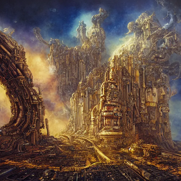 Image similar to pipe organ album art, hyper realistic, fantasy art, in the style of chris foss and alan lee, intricate, hyper detailed, smooth