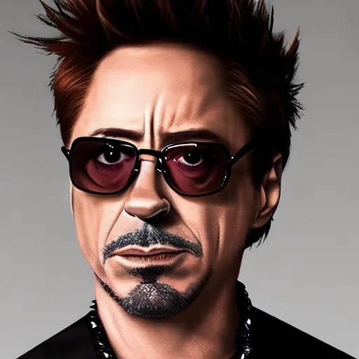Prompt: Robert Downey Jr as a bassist in a punk band, highly detailed, 4k, photograph