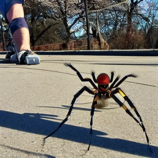 Image similar to spiders on rollerblades