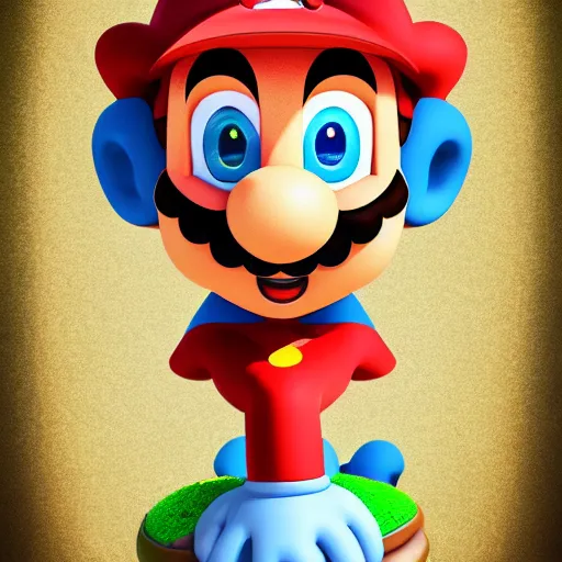 Image similar to The moment Mario understands the meaning of life, digital art