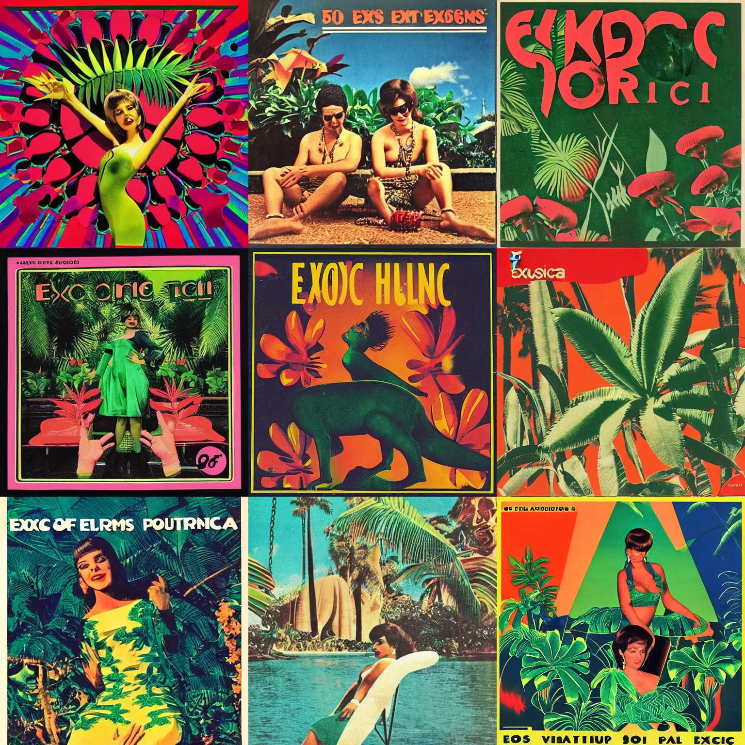 Prompt: Cover art for a rare 60s exotica LP