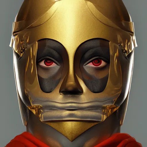 Prompt: portrait of a king holding a mask, illustration, hyperrealistic octane render symmetrical