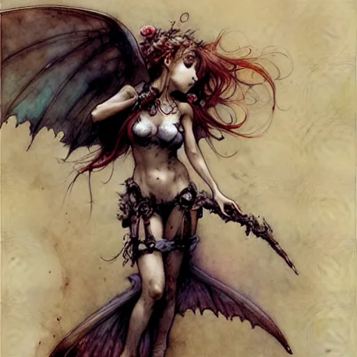 Image similar to ( ( ( ( ( cute succubus girl. muted colors. ) ) ) ) ) by jean - baptiste monge!!!!!!!!!!!!!!!!!!!!!!!!!!! high resolution