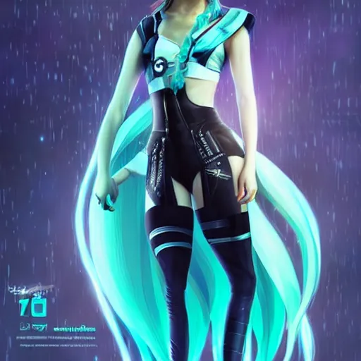 Image similar to emma watson as hatsune miku, she is wearing cyberpunk dress, character portrait. cinematic lightning, art by artgerm and tom bagshaw