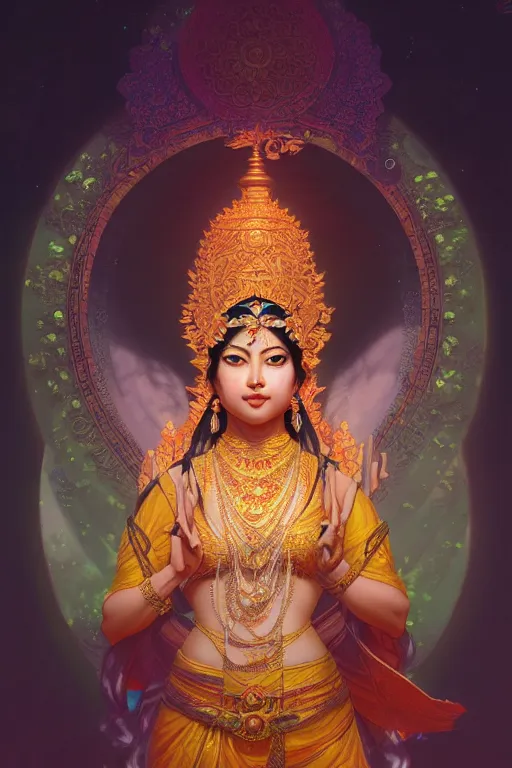 Prompt: asian hindu goddess, highly detailed, digital painting, artstation, concept art, smooth, sharp focus, illustration, Unreal Engine 5, 8K, art by Ross Tran and greg rutkowski and alphonse Mucha