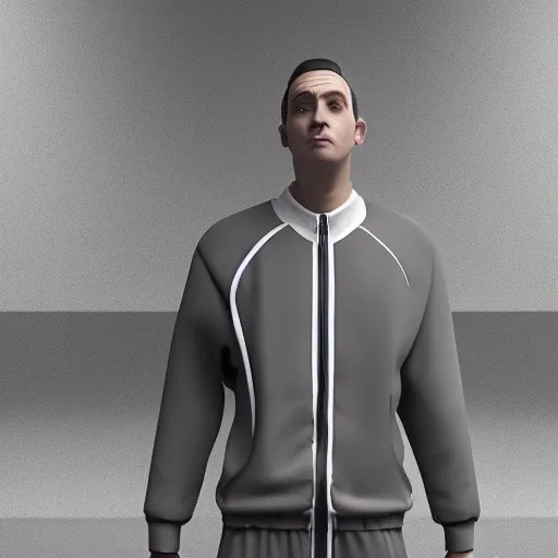 Image similar to amongus funny character with adidas tracksuit, 8 k, octane render, blender, artstation