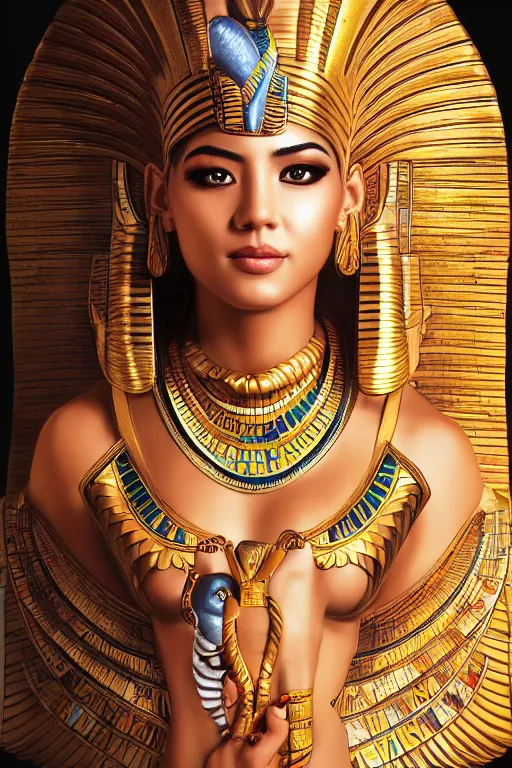 Image similar to a highly detailed beautiful portrait of a egyptian god in the style of artgerm.