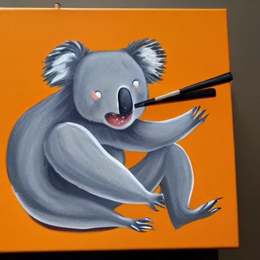 Prompt: a painting of a koala eating spaghetti in toon art style