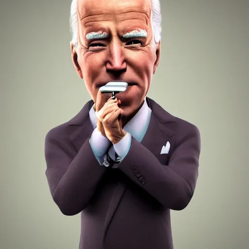 Image similar to joe biden smoking a vape pen in her right hand | smoke coming out of her mouth, artstation, 4 k