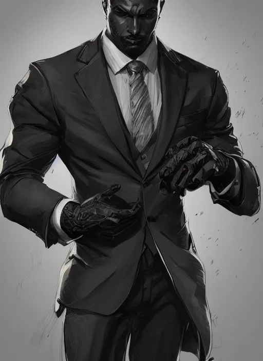 Image similar to a highly detailed illustration of fierce short black haired man wearing suit, dramatic reading book pose, muscular, intricate, elegant, highly detailed, centered, digital painting, artstation, concept art, smooth, sharp focus, league of legends concept art, WLOP