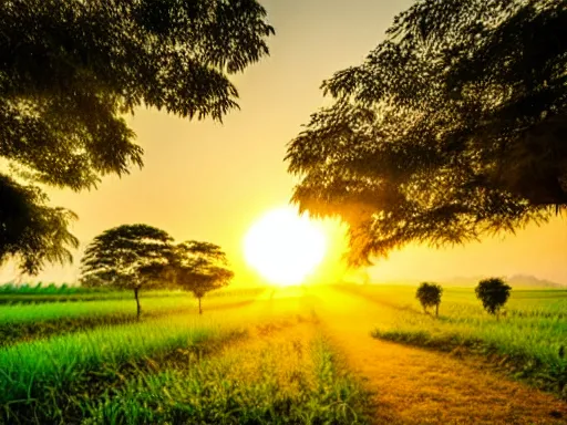 Image similar to vietnamese countryside at sunrise