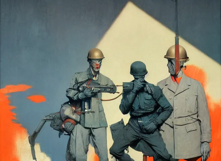 Prompt: a still from the movie enemy at the gates by francis bacon and norman rockwell and james jean, and mark brooks, triadic color scheme, by greg rutkowski, syd mead and edward hopper and norman rockwell and beksinski, dark surrealism, orange and turquoise