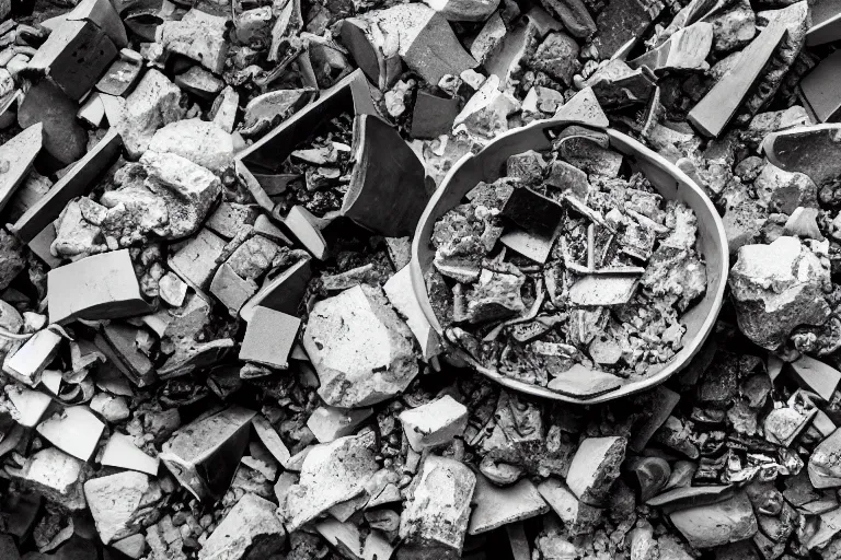 Prompt: bowl of city rubble