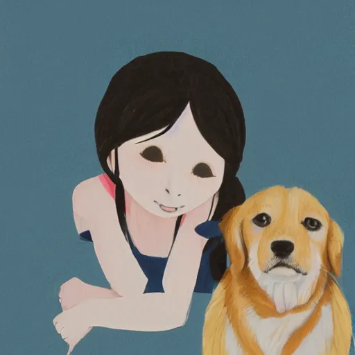 Image similar to a dog and a girl by kei toume