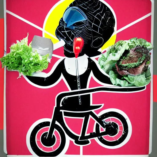 Image similar to bicycle turret lady plane grown face bin shooting laser plastic rock eating salad warned, collage artwork