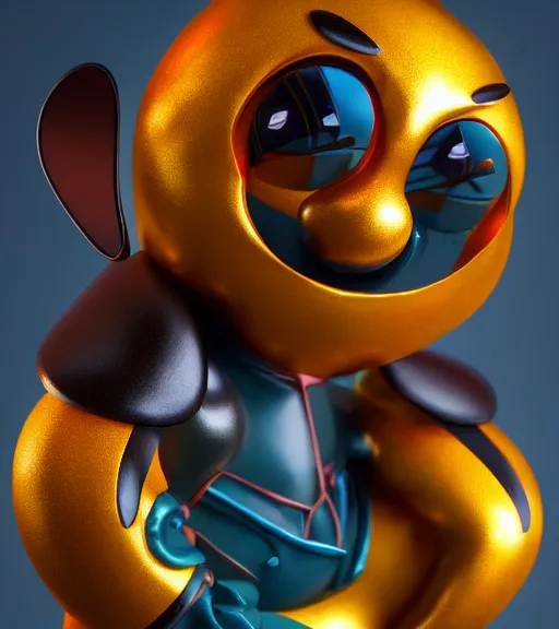 Image similar to a sculpture of cartoon bee by ray tracing, octane redner brilliantly coloured, trending on artstation, unreal engine, hdr, polished