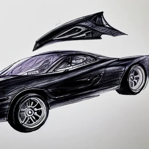 Image similar to ballpoint pen drawing of the batmobile