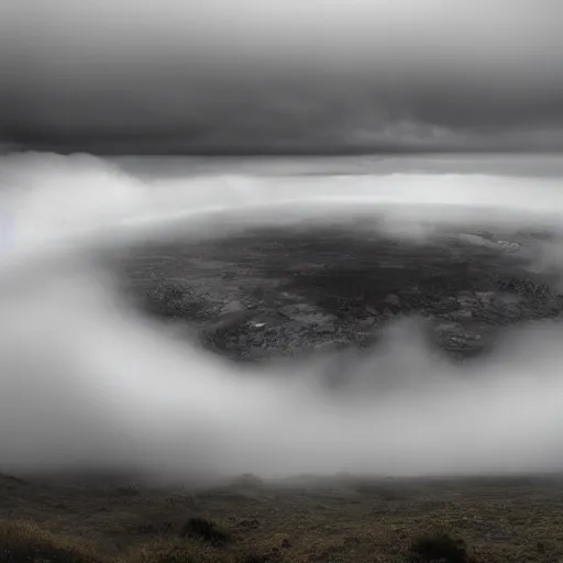 Image similar to a photo of the end of the world, dramatic, mist, 8k, detailed, realistic