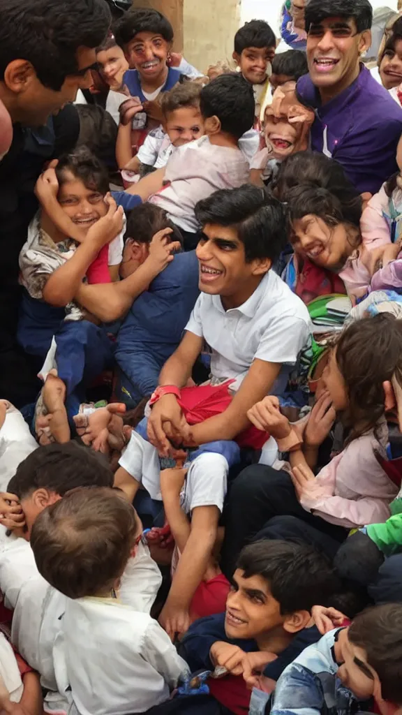 Prompt: rishi sunak laughing at children in poverty