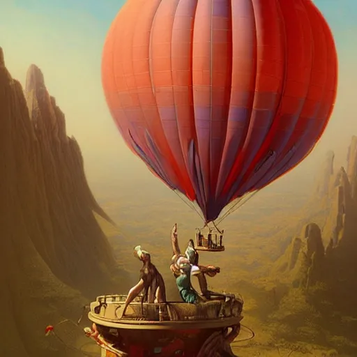 Prompt: a hot air balloon made of skin, highly detailed by peter mohrbacher, hajime sorayama, wayne barlowe, boris vallejo, aaron horkey, gaston bussiere, craig mullins