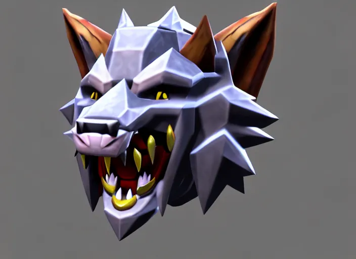 Prompt: wolf head, stylized stl, 3 d render, activision blizzard style, hearthstone style