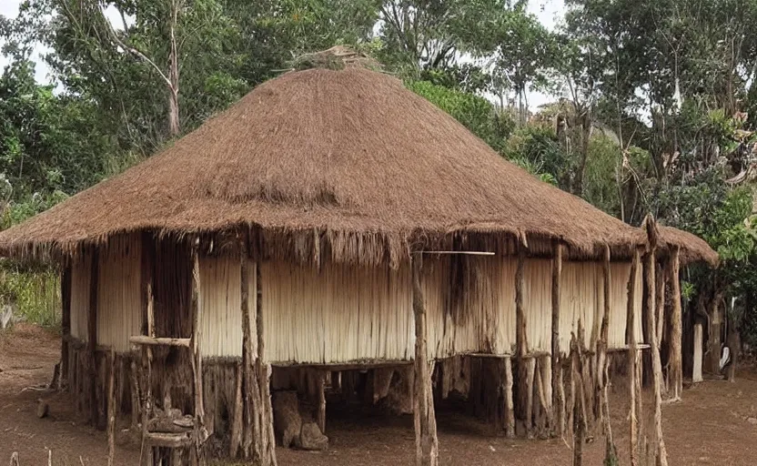 Prompt: “ indigenous long house, but very long ”