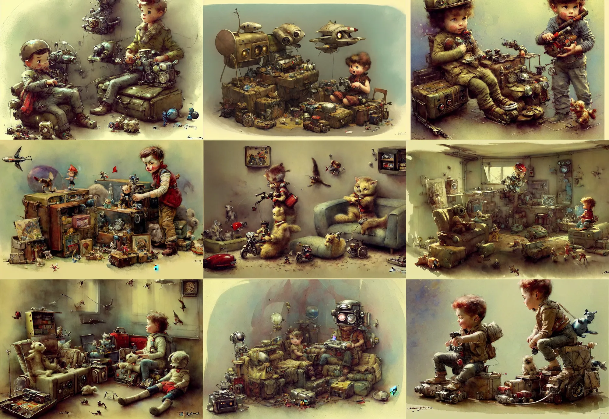 Image similar to adventurer ( ( ( ( ( 1 9 5 0 s retro future living room. muted colors. toys laying around ) ) ) ) ) by jean baptiste monge, chrome red