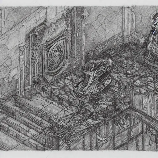 Image similar to concept art for a speculative horror role - playing game, intricate, detailed, pencil sketch