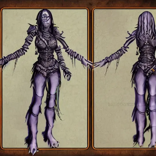 Prompt: planescape art style annah character concept