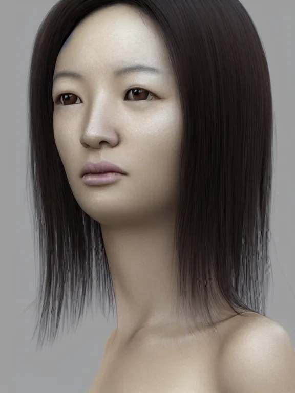 Prompt: 3d render Portrait of a woman, Chinese-French mixed race, one quarter French, three quarters Chinese minority, subtropical ethnicity, ivory skin, dark brown long hair, dark brown eyes, wearing fantasy costume,intricate, elegant, highly detailed, dim volumetric lighting, abstract, 8k,octane,post-processing,digital painting, trending on artstation, concept art, smooth, sharp focus, by greg rutkowski and alphonse mucha