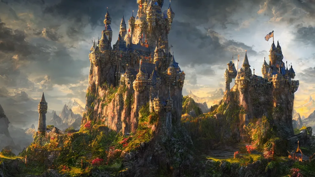 Image similar to fantasy castle, fantasy artwork, very very very beautiful scenery, hd, hdr, ue5, ue6, unreal engine 5, cinematic 4k wallpaper, 8k, ultra detailed, high resolution, artstation, award winning