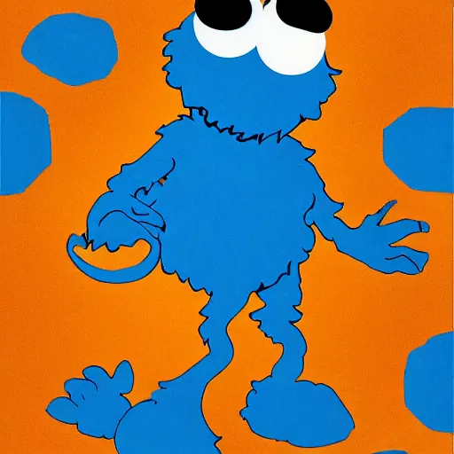 Prompt: abstract expressionist detailed matte illustration of the Cookie Monster in the style of Kandinksy