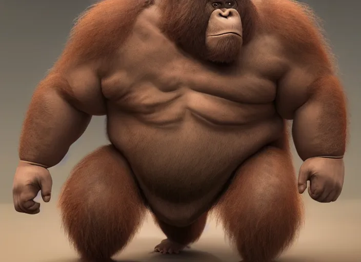 Prompt: extremely intimidating angry tough looking sumo wrestler orangutan. japanese warrior character, scary, gruffness, interesting 3 d character concept by square enix, in the style of league of legends, hyper detailed, cinematic, final fantasy, character concept, ray tracing, fur details, portly, maya, c 4 d, artstation