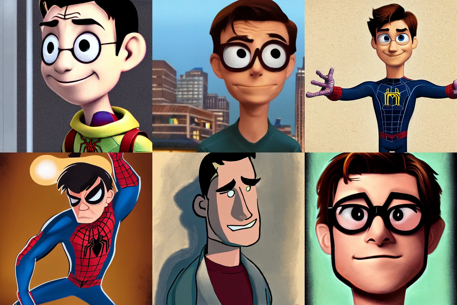 Prompt: Peter Parker as a Pixar character by Brad Bird