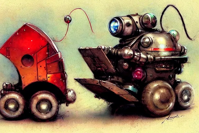 Image similar to adventurer ( ( ( ( ( 1 9 5 0 s retro future robot android mouse circus dumptruck. muted colors. ) ) ) ) ) by jean baptiste monge!!!!!!!!!!!!!!!!!!!!!!!!! chrome red